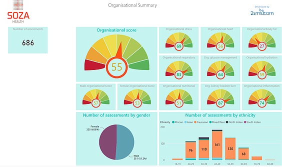 image of Soza corporate wellness analytics dashboard